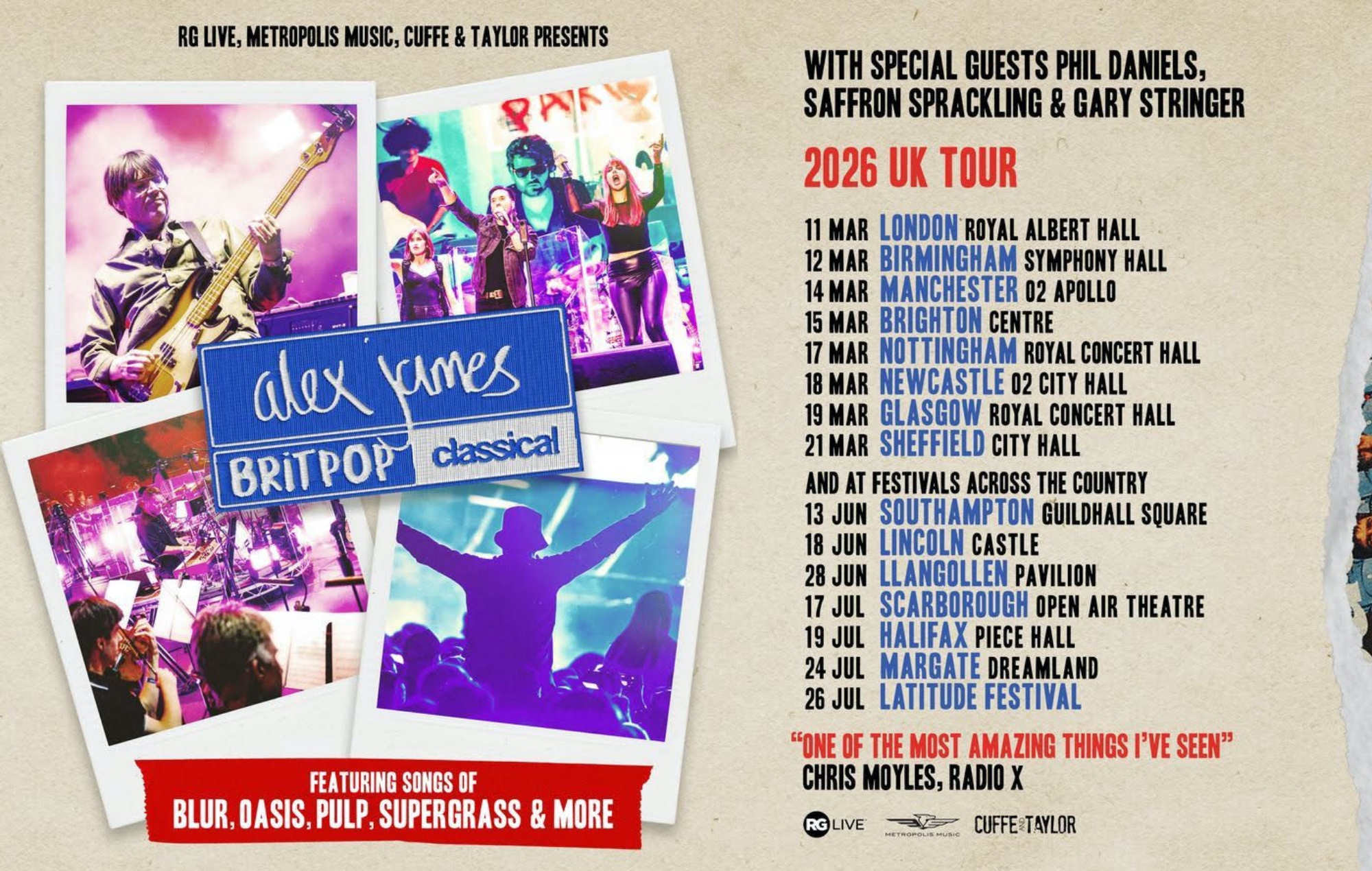 Брыт-поп класічны тур Алекса Джэймса па Вялікабрытаніі